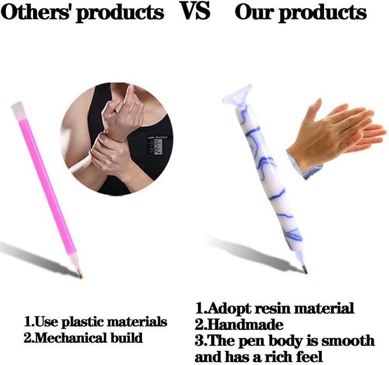 Rovyfota Diamond Painting Pen, Handmade Resin Diamond Painting Pens with Glue Clay and Various Tips, More Comfortable and Faster, 5D Diamond Painting Tools for Diamond Paintings Hobby (White) - Image 3